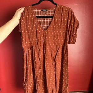 Rust V-Neck Women's Dress
